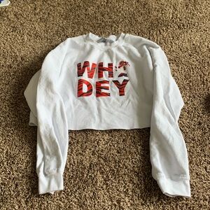WHO DEY BENGALS football crop sweatshirt